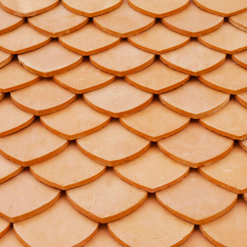 close-up of red roof tiles