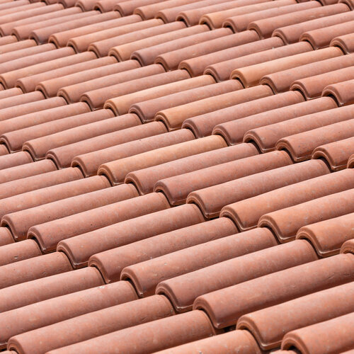 close-up of red roof tiles