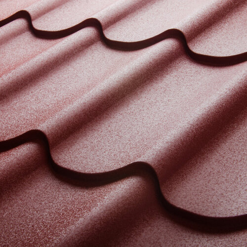 close-up of red metal roofing