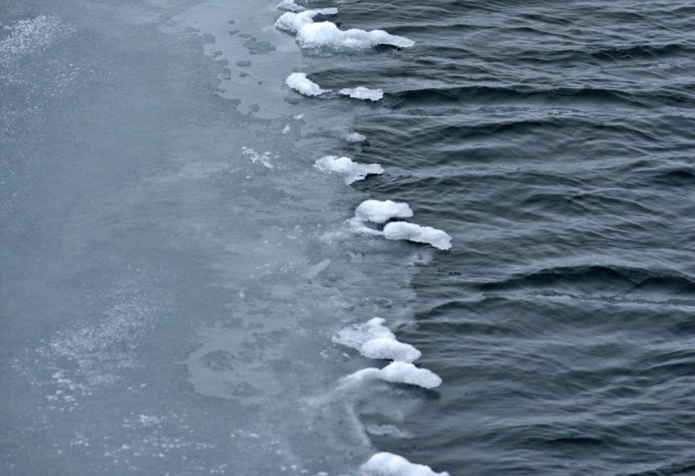 close-up of an ice dam