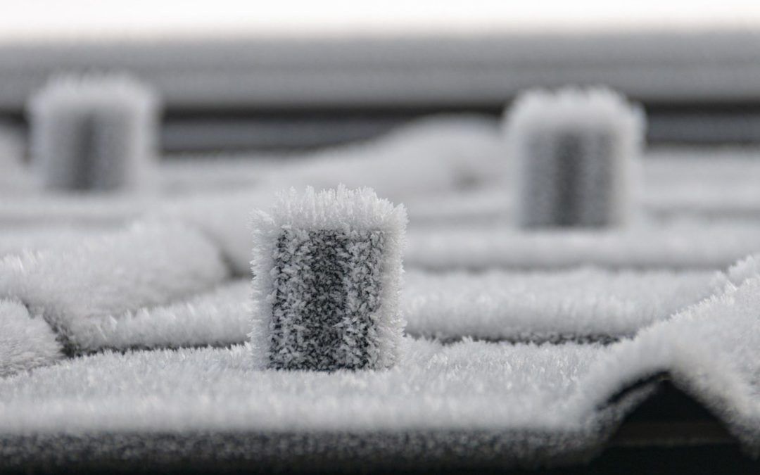 close-up of a frost-covered roof